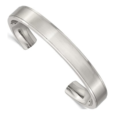 Stainless Steel Ridged Cuff Bracelet