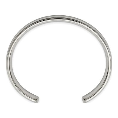 Stainless Steel Grooved Cuff Bracelet – view 4