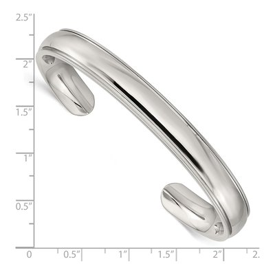 Stainless Steel Grooved Cuff Bracelet – view 5