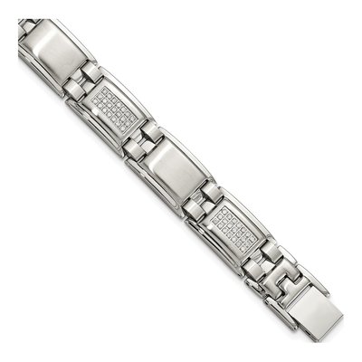 Stainless Steel 3/4 ct tw Diamond Matte Bracelet