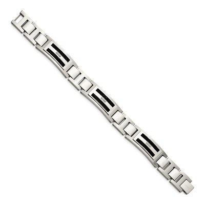 Black Stainless Steel 1/20 ct tw Diamond Matte Bracelet – view 4