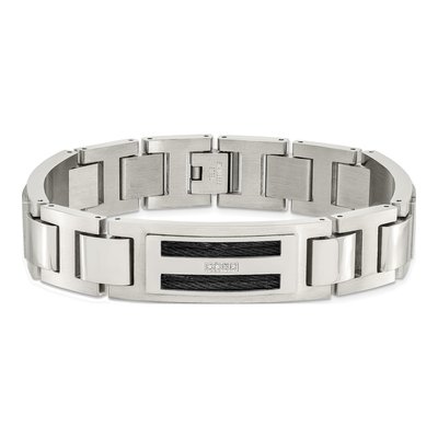 Black Stainless Steel 1/20 ct tw Diamond Matte Bracelet – view 5