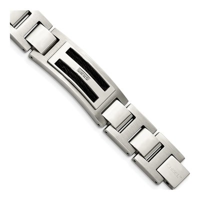 Black Stainless Steel 1/20 ct tw Diamond Matte Bracelet