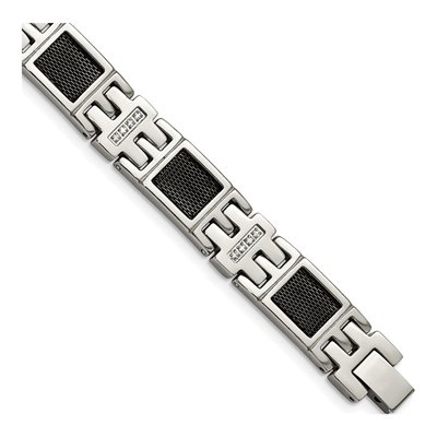 Black Stainless Steel 1/3 ct tw Diamond Mesh Bracelet