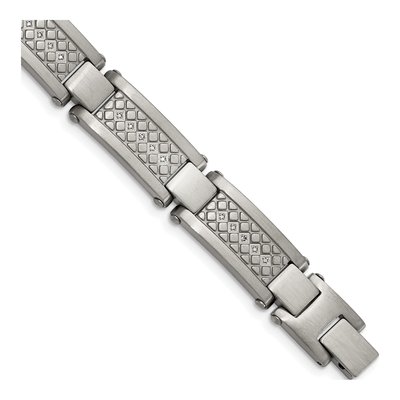 Stainless Steel 1/10 ct tw Diamond Link Bracelet