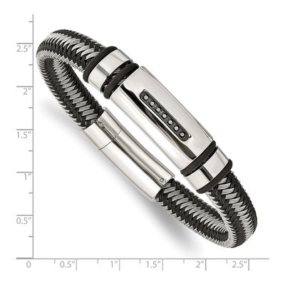 Black Stainless Steel 1/10 ct tw Diamond Bracelet – view 5