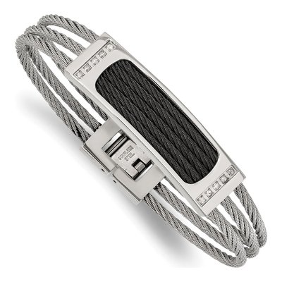 Black Stainless Steel 1/7 ct tw Diamond Bracelet