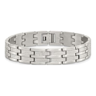 Stainless Steel Textured Link Bracelet – view 5
