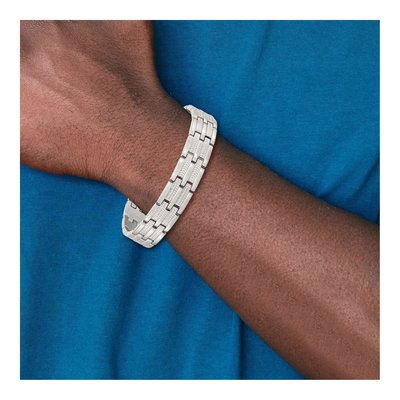 Stainless Steel Textured Link Bracelet – view 7