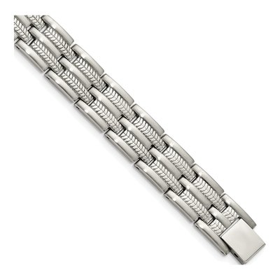 Stainless Steel Textured Link Bracelet