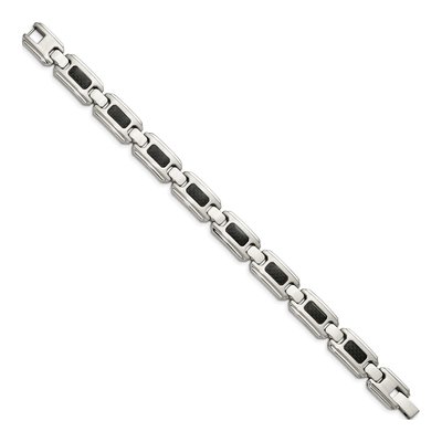 Stainless Steel Carbon Fiber Link Bracelet – view 4
