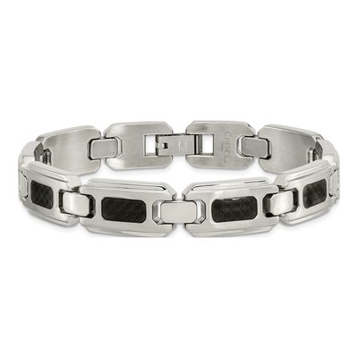 Stainless Steel Carbon Fiber Link Bracelet – view 5