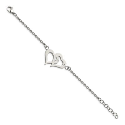 Stainless Steel CZ Heart Bracelet – view 3