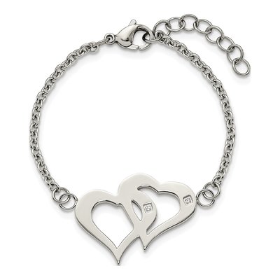 Stainless Steel CZ Heart Bracelet – view 4