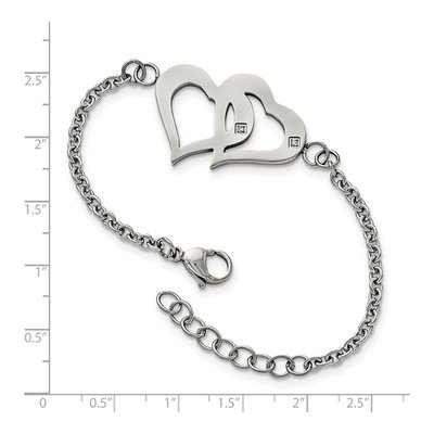 Stainless Steel CZ Heart Bracelet – view 5