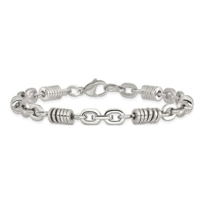 Men's Stainless Steel 6mm Fancy Link Chain Bracelet – view 5