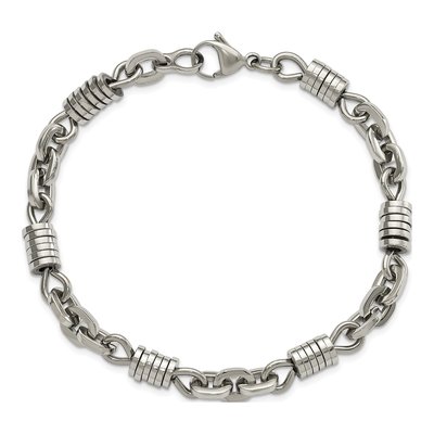 Men's Stainless Steel 6mm Fancy Link Chain Bracelet – view 6