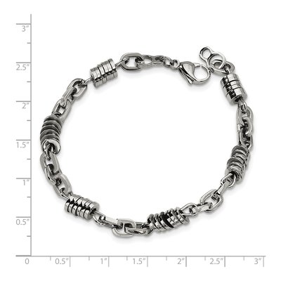 Men's Stainless Steel 6mm Fancy Link Chain Bracelet – view 8
