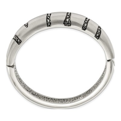 Stainless Steel Crystal Hinged Bangle Bracelet – view 3