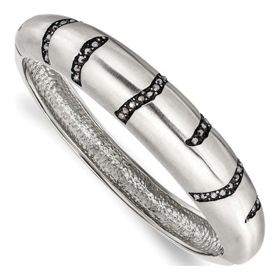 Stainless Steel Crystal Hinged Bangle Bracelet
