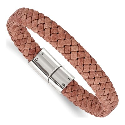 Stainless Steel Braided Leather Bracelet