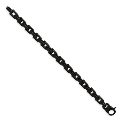 Men's Black Stainless Steel 8mm Fancy Link Chain Bracelet – view 4