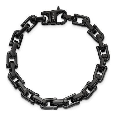 Men's Black Stainless Steel 8mm Fancy Link Chain Bracelet – view 5