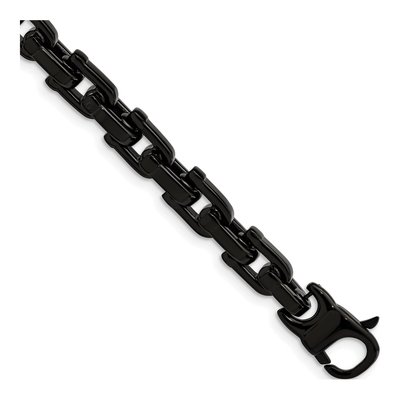 Men's Black Stainless Steel 8mm Fancy Link Chain Bracelet