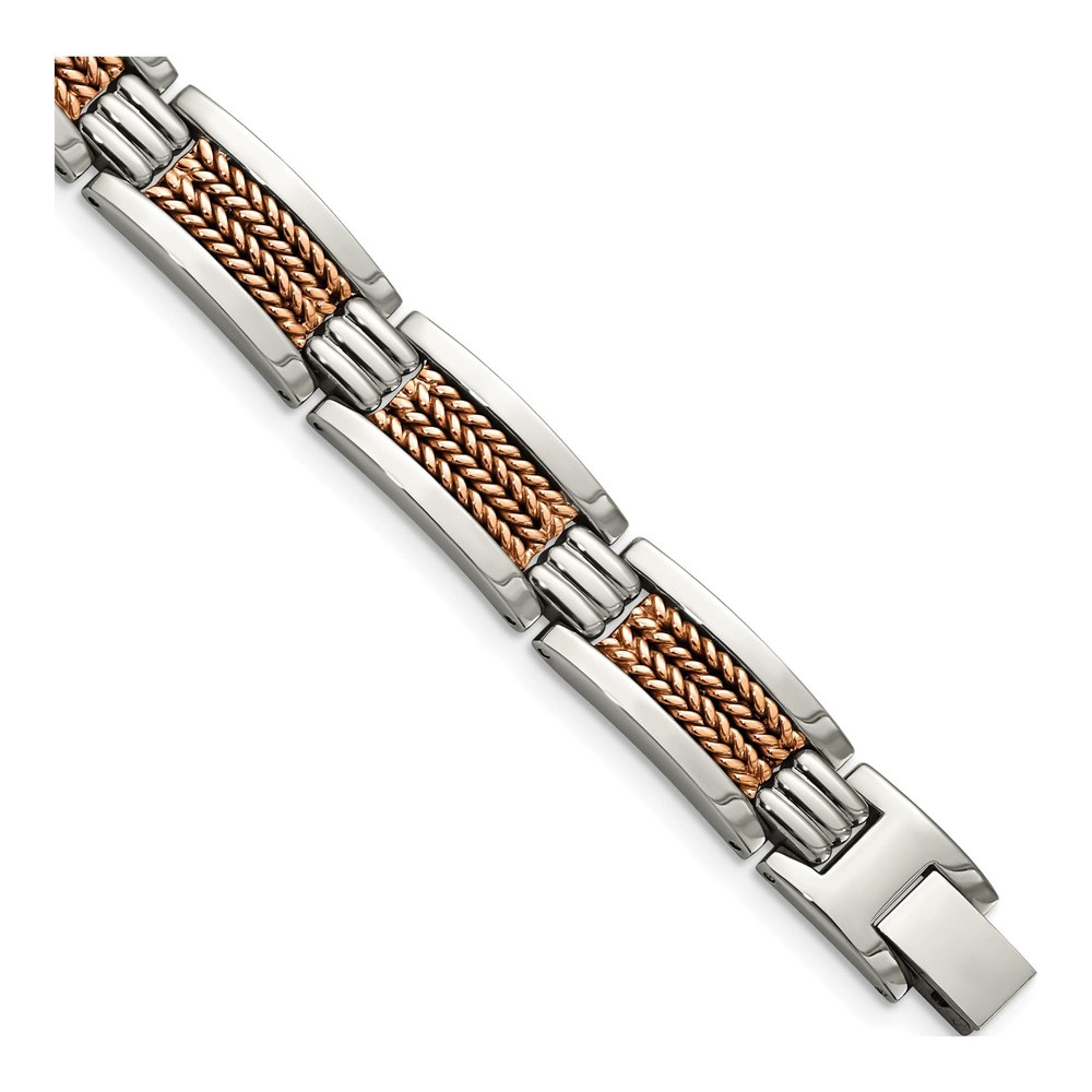 Men's Stainless Steel Rose IP Link Bracelet