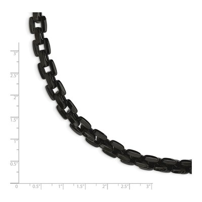 Men's Black Stainless Steel 11mm Black Link Chain Bracelet – view 6