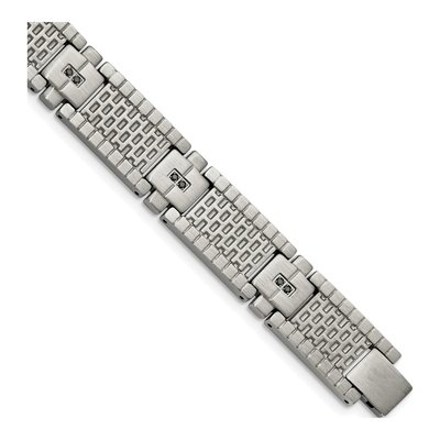 Stainless Steel CZ Antiqued Bracelet