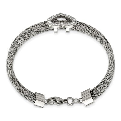 Stainless Steel CZ Heart Bracelet – view 4