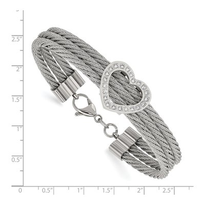 Stainless Steel CZ Heart Bracelet – view 5