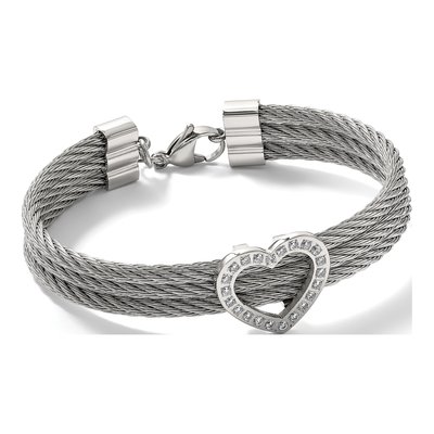 Stainless Steel CZ Heart Bracelet – view 7
