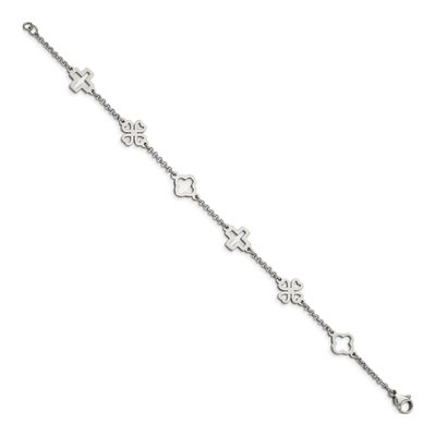 Stainless Steel Cross Clover Bracelet – view 4