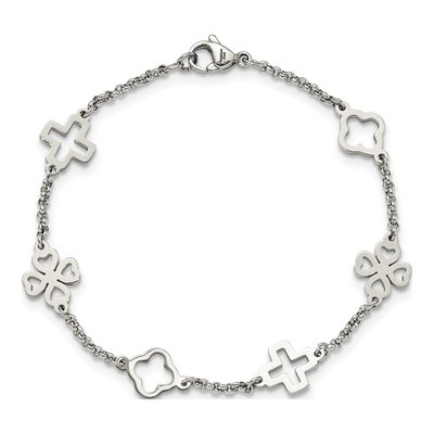 Stainless Steel Cross Clover Bracelet – view 5