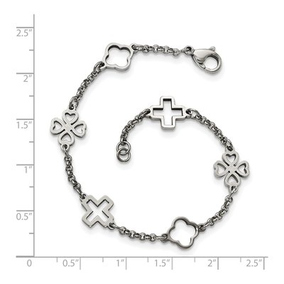 Stainless Steel Cross Clover Bracelet – view 6