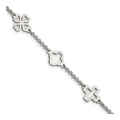 Stainless Steel Cross Clover Bracelet
