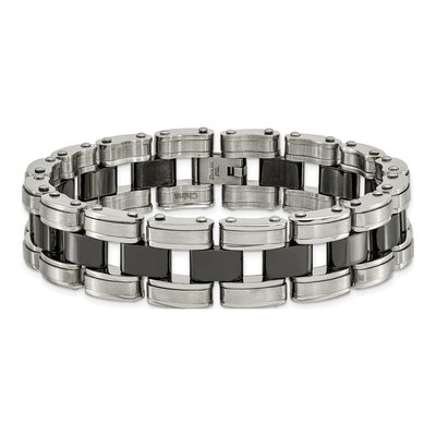 Stainless Steel Black Ceramic Link Bracelet – view 5