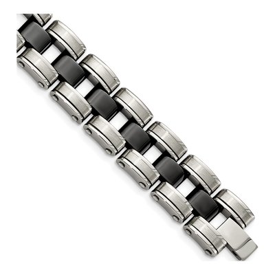 Stainless Steel Black Ceramic Link Bracelet