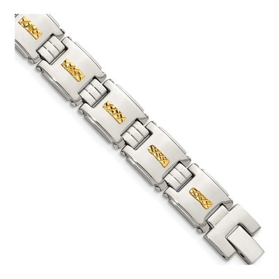 Stainless Steel & 14K Gold Link Bracelet