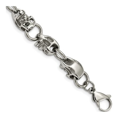 Stainless Steel Skull Link Bracelet