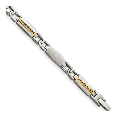 Stainless Steel & 14K Gold Link Bracelet