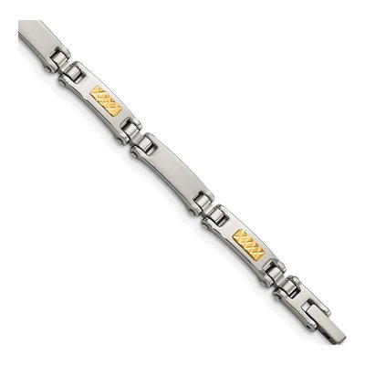 Stainless Steel & 14K Gold Link Bracelet
