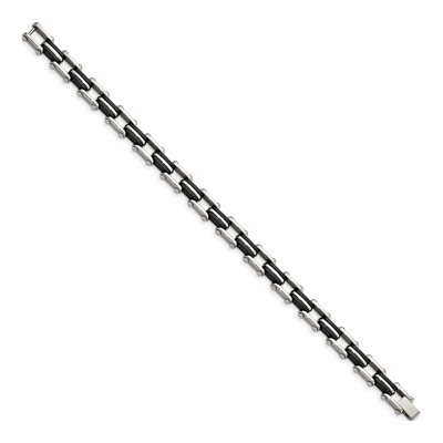 Stainless Steel Black Rubber Link Bracelet – view 4