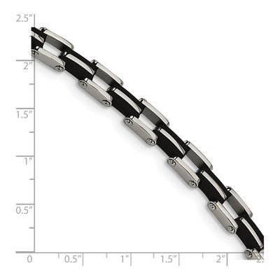 Stainless Steel Black Rubber Link Bracelet – view 6