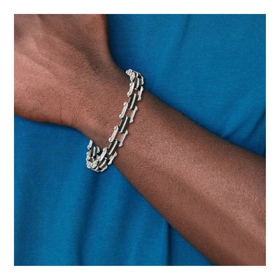 Stainless Steel Black Rubber Link Bracelet – view 7