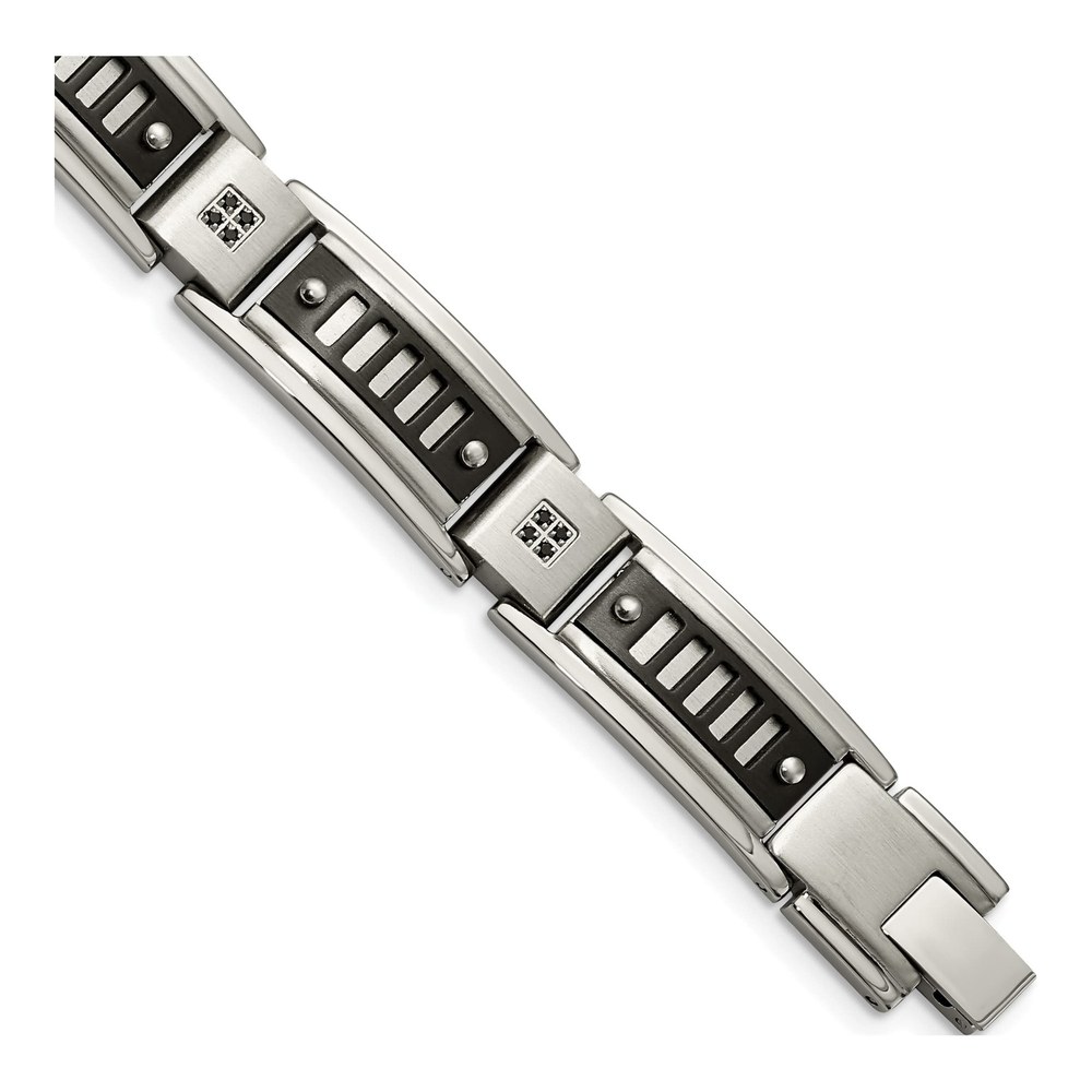 Men's Stainless Steel Black CZ Bracelet
