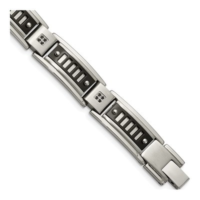 Black Stainless Steel CZ Bracelet