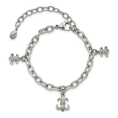 Stainless Steel Fleur de Lis Bracelet – view 5